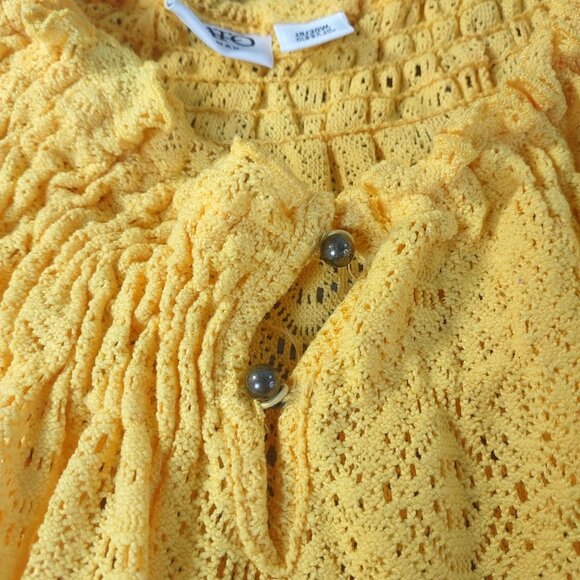 Cato Woman Plus Eyelet Lace Peasant Top 18/20W Yellow Boho Cottagecore Feminine - Picture 3 of 11